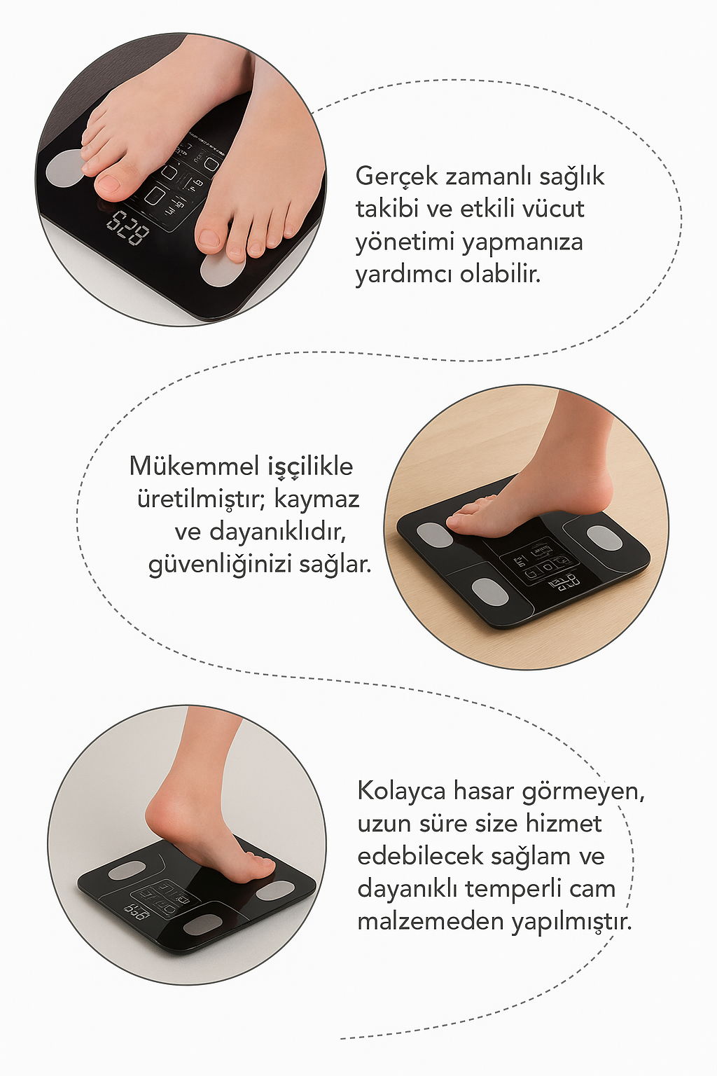 BodyConnect Akıllı Bluetooth Baskül – Vücut Yağ, Kas, Su ve BMI Ölçer Dijital Tartı